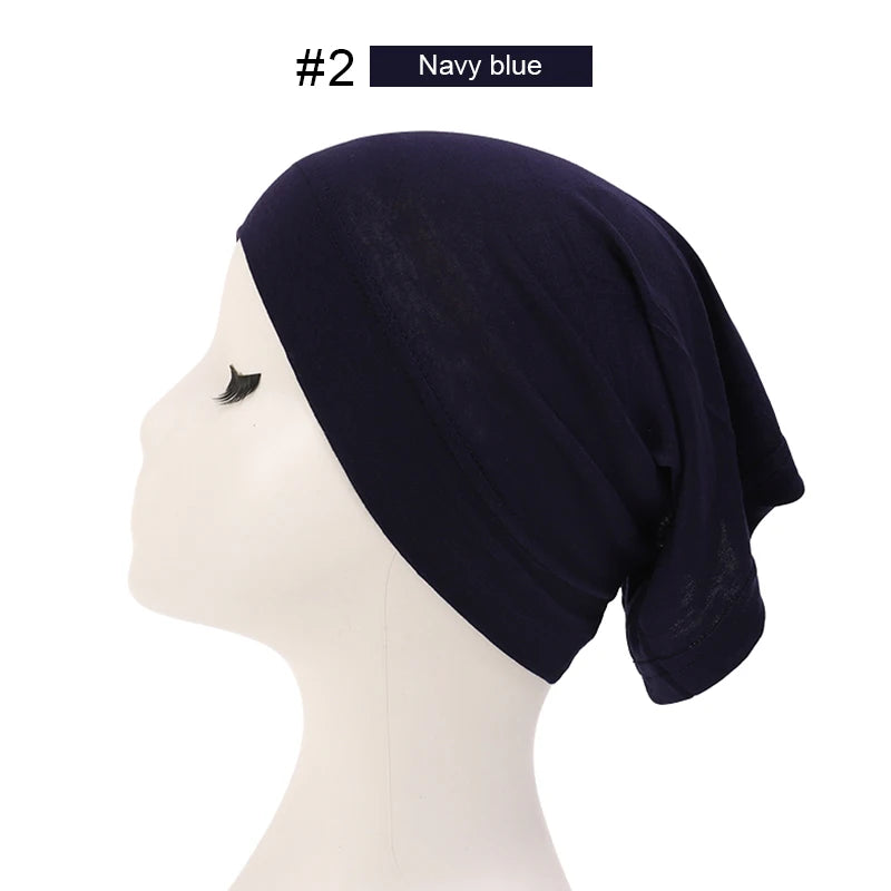 2023 Soft Solid Color Inner Hijab Cap – Muslim Stretch Turban Underscarf, Islamic Fashion Headscarf for Women