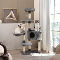 Large multi-layer cat tree tower with scratching posts, hammocks, and cozy condo for indoor cats